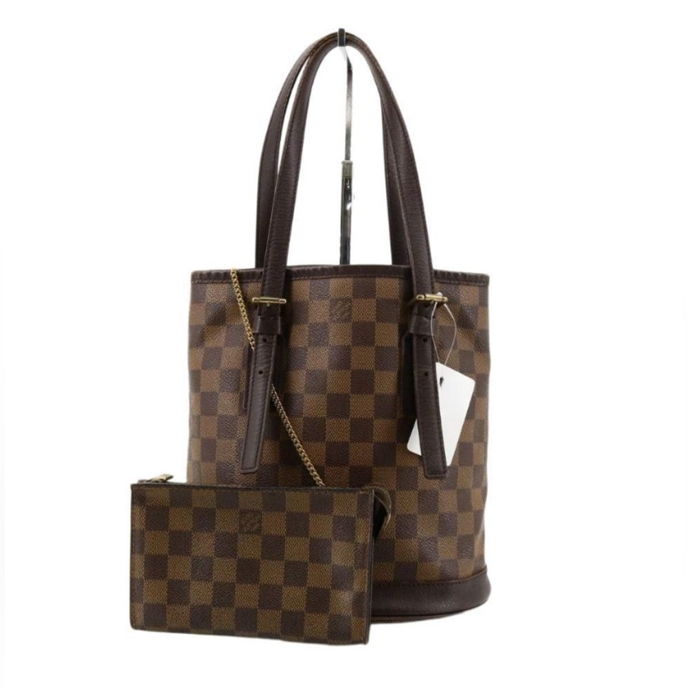 Louis Vuitton Damier Ebene Bucket bag PM with pouch.
